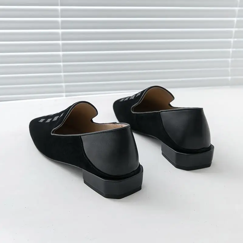 ALLBITEFO/Модная Брендовая женская обувь из натуральной кожи с квадратным носком на низком каблуке; Высококачественная Офисная Женская обувь; осенние женские туфли на каблуке