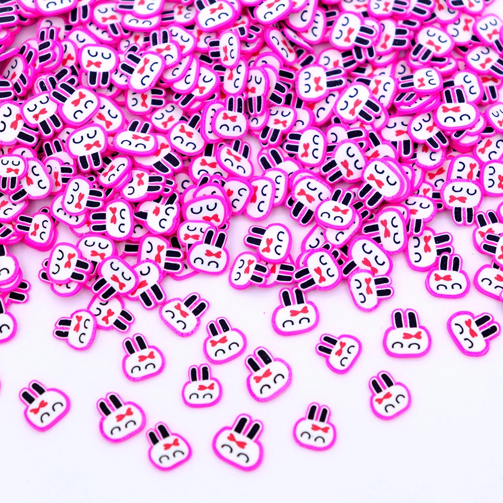 10g/Lot Pink Rabbit Slices Sprinkles For Slime Supplies Toy Polymer Clay Charms Accessories Addition Fluffy Clear | Игрушки и хобби
