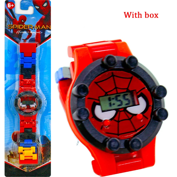 spiderman boxed C Buzz Lightyear блочные часы, игрушки для детей, забавные вращающиеся строительные блоки, электрическая фигурка, игрушка для мальчика, рождественские подарки - Цвет: spiderman boxed C