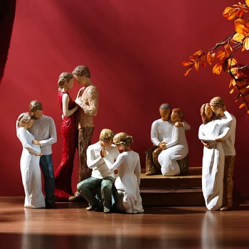 

NORDIC RESIN FAMILIES ABSTRACT CHARACTERS SCULPTURE SIMPLE DESKTOP STATUE HOME DECORATION MODERN KIDS BIRTHDAY WEDDING GIFTS ART