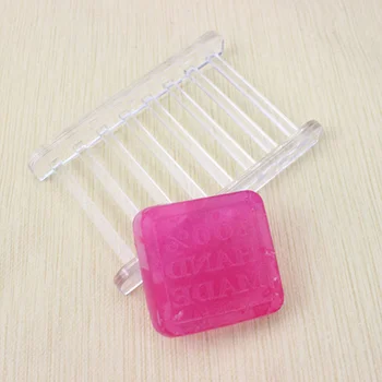 

Acrylic Soap Box Bathroom Soap Saver Drain Soap Rack Useful Soap Holder for Home Bathroom - 12x7.6cm