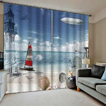 

blue curtains Customized 3d curtains new window balcony thickened windshield blackout curtains