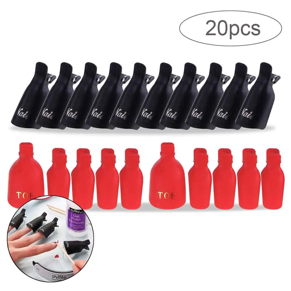 

20pcs Nail Art Soak Off Cap Clips UV Gel Professional Nail Polish Remover Wrap Degreaser For Manicure Tools Fingers And Toes