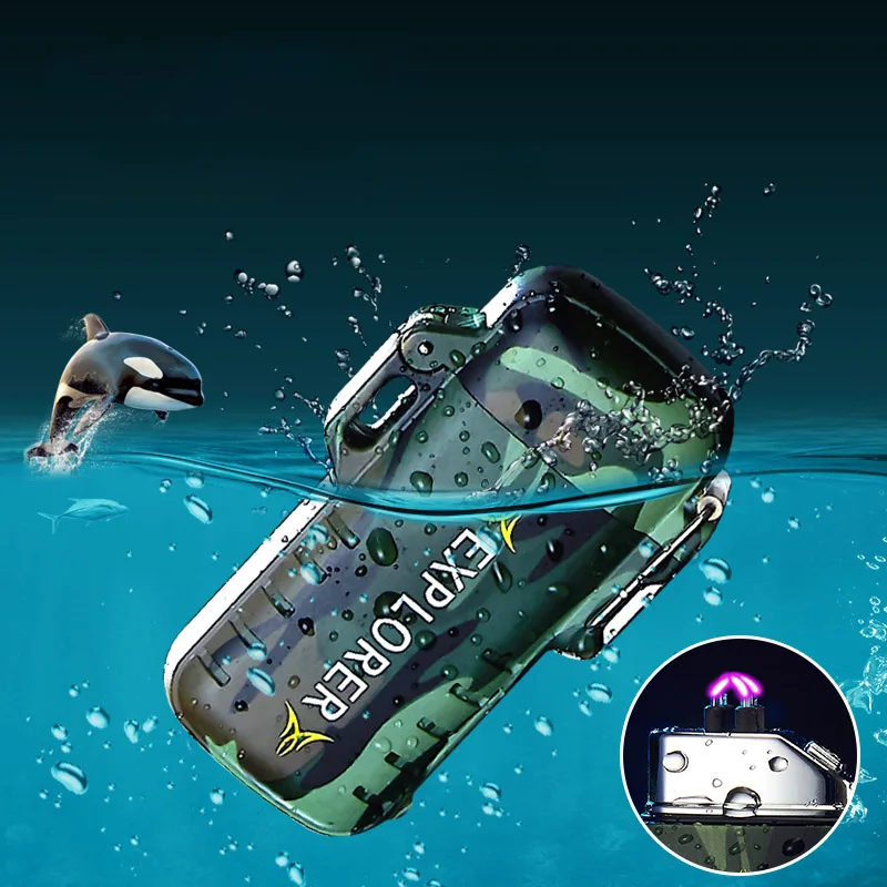 Водонепроницаемая электронная USB Зажигалка двойная дуговая плазменная