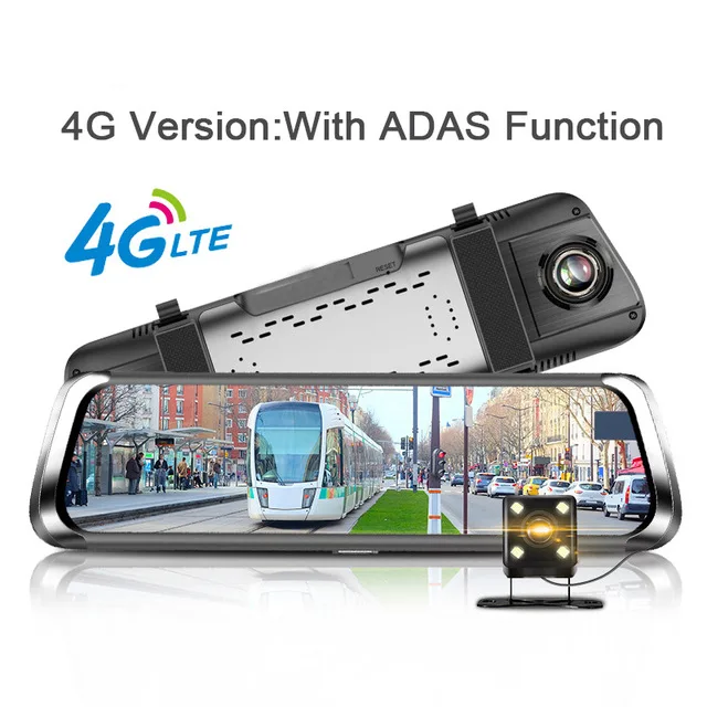 Автомобильный семейный видеорегистратор, 4G, Android 5,1, автомобильная камера, 10 дюймов, зеркало заднего вида, HD 1080 P, gps, wifi, ADAS, FM, видеорегистратор, регистратор, DVRs - Название цвета: 4G CAR DVR