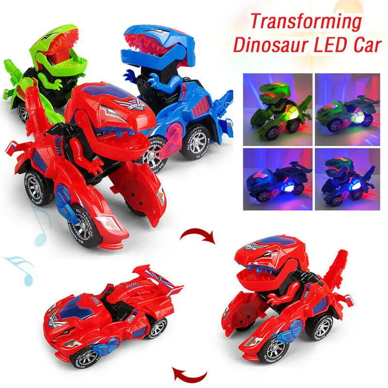 Трансформирующий динозавр светодиодный автомобиль T-Rex детские игрушки со звуком светильник Электрический Рождественский подарок
