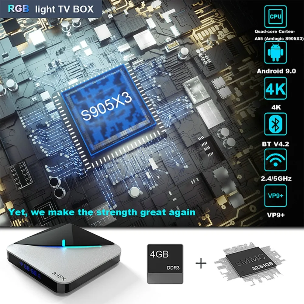 Смарт ТВ-приставка A95XF3 AIR Android 9,0 Amlogic S905X3 8k Netflix Plex медиа-сервер Play Store бесплатное приложение телеприставка PK HK1MAX H96