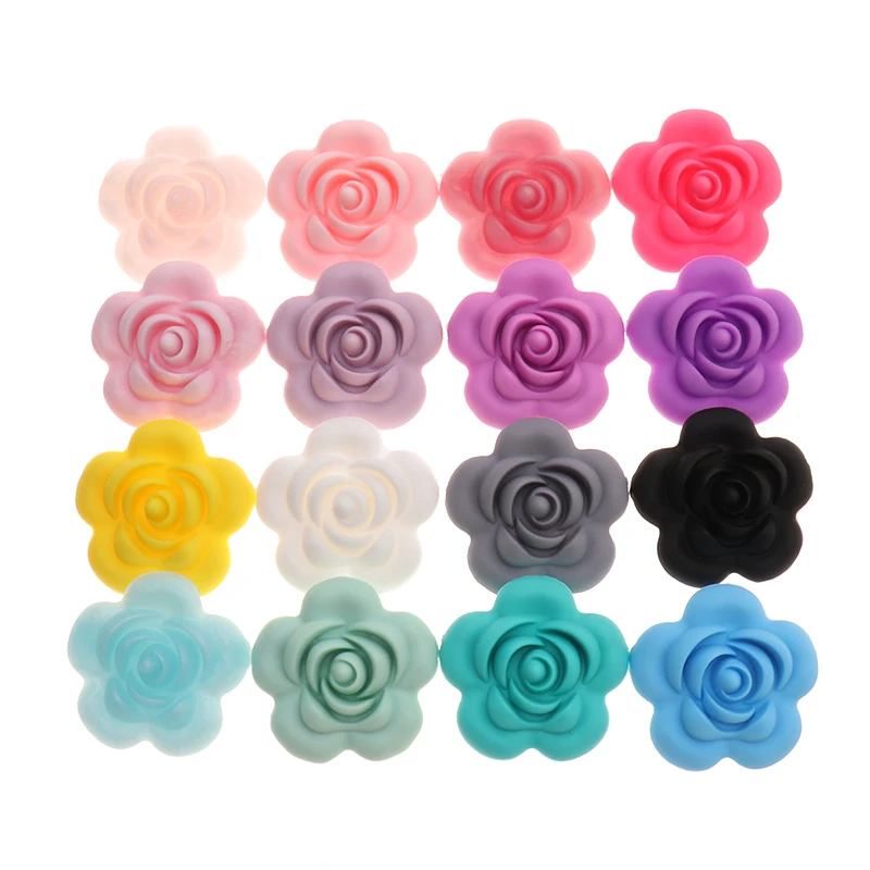 ATOB-50 개 실리콘 장미 구슬 물린 실리콘 젖니 펜던트 실리콘 구슬 Teether Diy 제품 완구 어린이 용