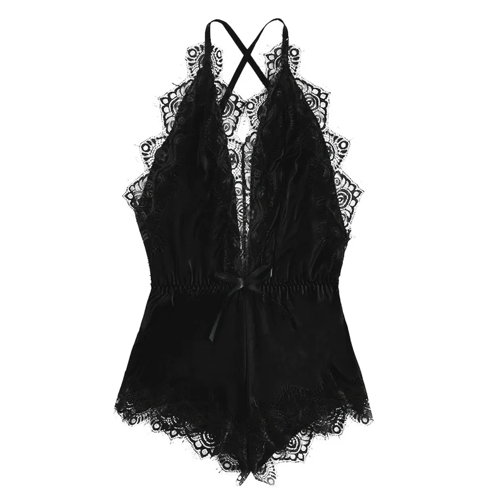 Сексуальное белье в стиле babydoll, женское Бандажное кружевное Сексуальное белье с открытой спиной, эротическое боди, сексуальное женское белье размера плюс S-3XL