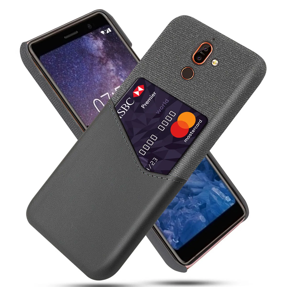 DCK кожаный жесткий тканевый с картой защитный чехол для телефона для Nokia 7 Plus 7,1 Plus задняя крышка