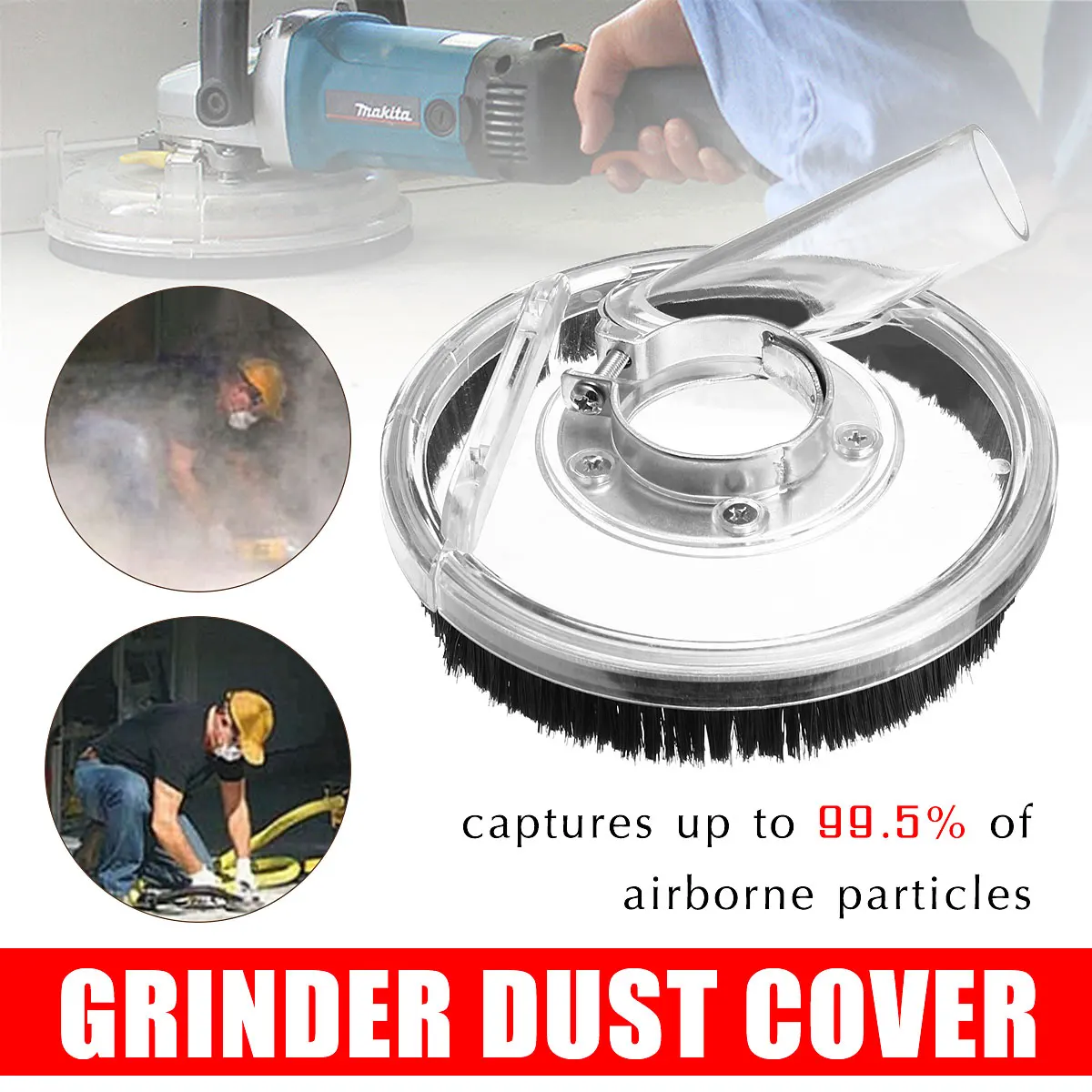 Dust Shroud Kit Dry Grinding Cover Tool For Angle Hand Grinder Clear 80-125mm Hand Grinder Accessories Clear Vacuum Dust Cover