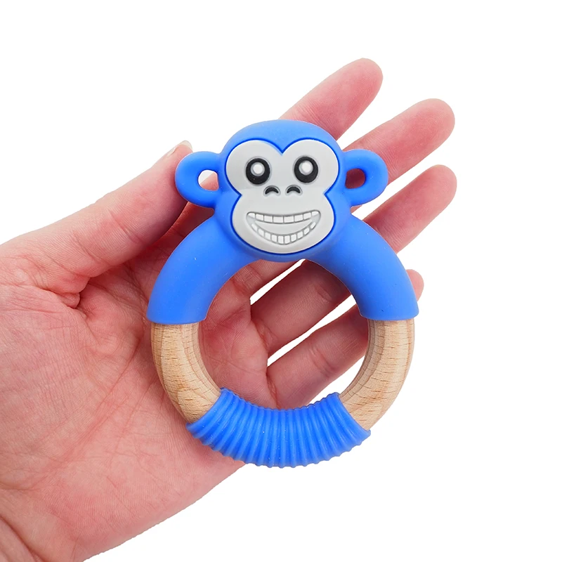 Chenkai 5PCS Silicone Monkey Teether Dummy Orangutan Teething Baby Chewable Pacifier DIY Infant Soothing Shower Newborn Gifts