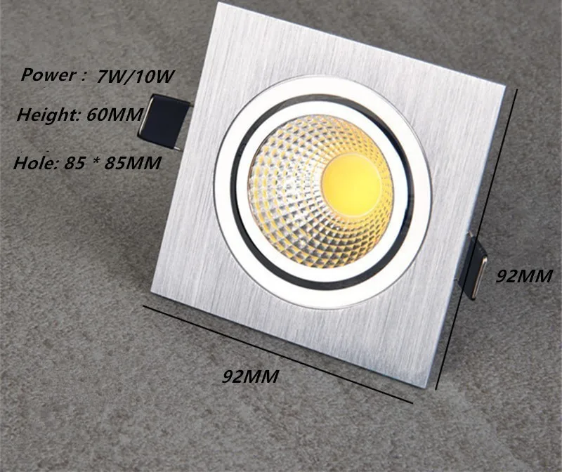 Square Bright Recessed Double LED Dimmable Square Downlight COB 10W 20W LED Spot light decoration Ceiling Lamp AC 85- 265V