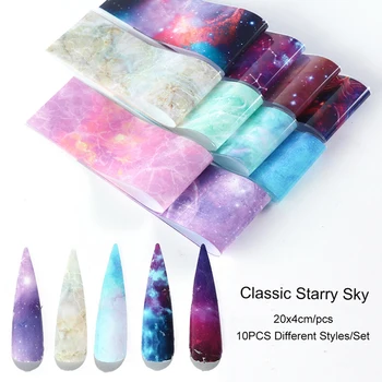 

10 Colors Starry Sky Nail Foil Set Gradient Color Effect Nail Art Transfer Paper DIY Manicure Nail Art Sticker Decoration NEW