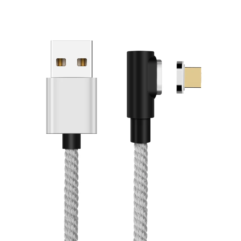 Магнитный кабель 1 м/2 м, быстрый 3A для iPhone Micro usb type C, магнитный шнур для зарядки телефона - Цвет: Silver for Micro