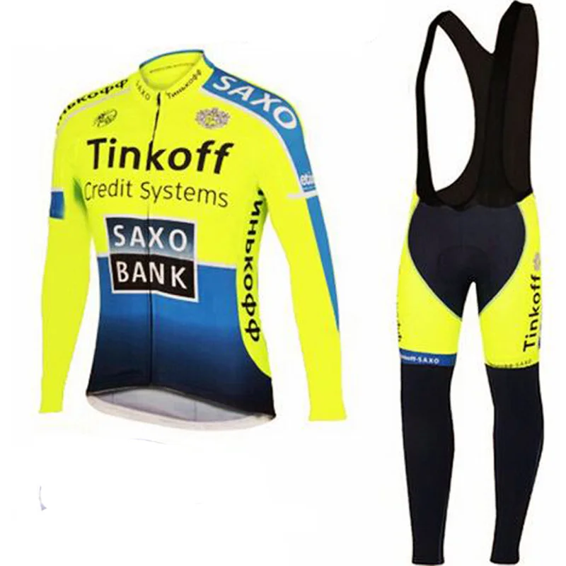 Цвет: желтый Tinkoffing Pro Велоспорт Джерси комплект с длинным рукавом дышащий MTB велосипед одежда Одежда для велоспорта Ropa Maillot Ciclismo - Цвет: Цвет: желтый