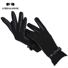 Модные простые женские перчатки, высококачественные зимние женские зимние перчатки, женские кожаные перчатки из овчины-0718