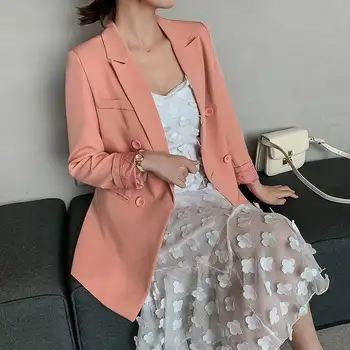 

2019 women casual thin blazers mujer plus size Woman Jackets loose oversize Female Coat Elegant pockets Ladies Outerwear S0032