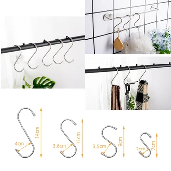 

Stainless Steel S Shaped Hanger Hook Kitchen Bathroom Clothing Hanger Hooks Railing Clasp Holder Hooks