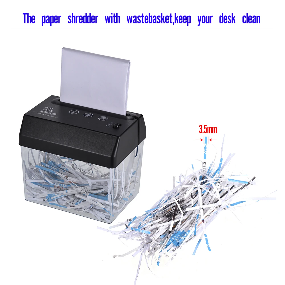 

Mini Portable USB Paper Shredder Cutter Strip Cut A6 Folded A4 Cutting Machine Tool with Letter Opener Wastebasket