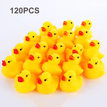 60-120 шт/Партия Детские Игрушки для ванны резиновые утки Duckie детские игрушки для душа для бассейна, погружаемый в воду писклявый резиновый игрушечные Уточки для детей - Цвет: 120pcs