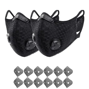 

2PC Adult Mask +12PC Filter Respiratory Valve Unisex face mask mascarilla reutilizable Facial Mask mouth mask protective 7.21