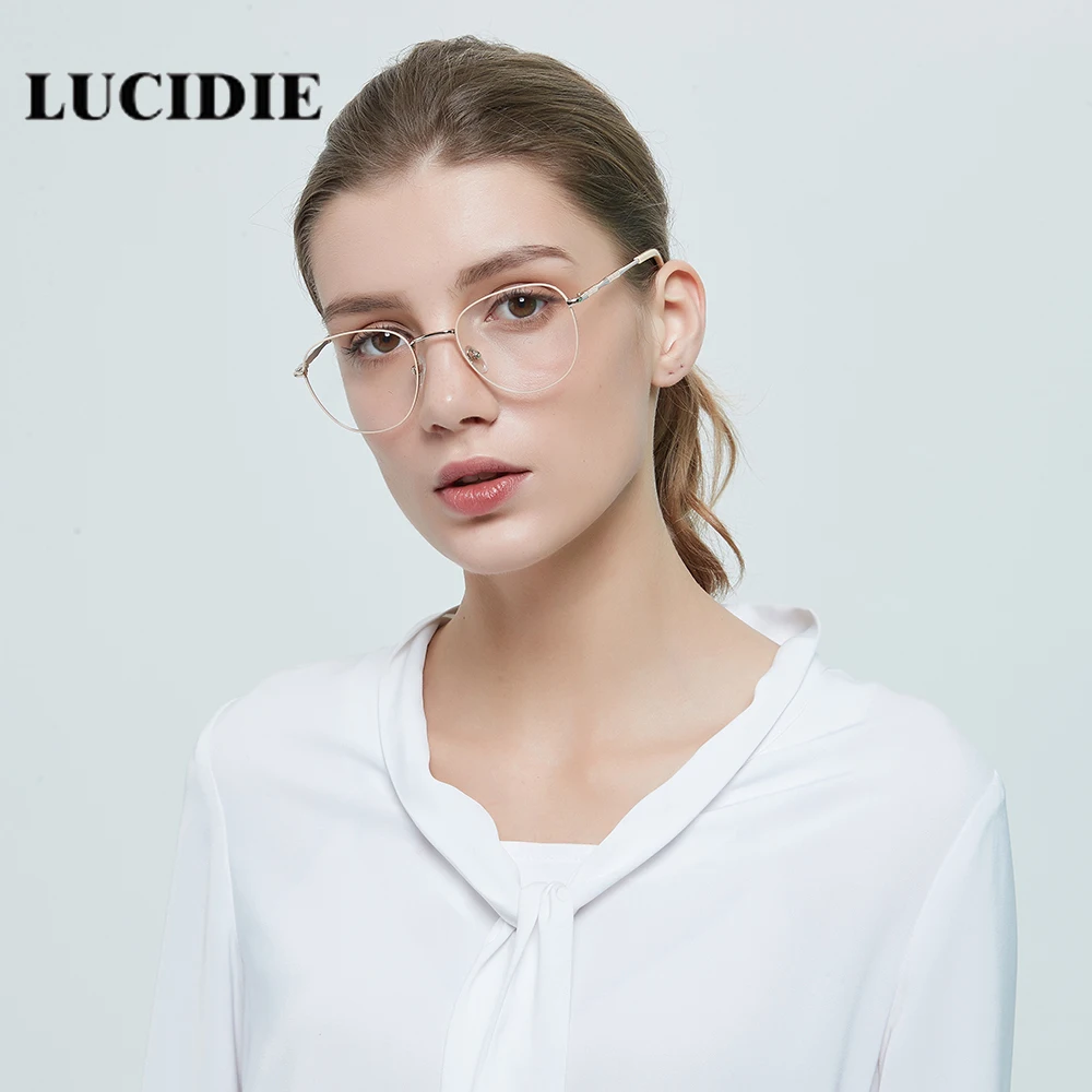 Lucidie модные круглые большие оправы для очков женские прозрачные линзы желтые очки оправа