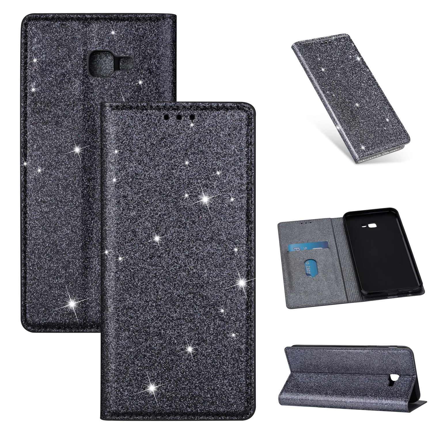 Grey Чехол для samsung J4 Plus, J6, J8,, на молнии, блестящий, блестящий, из искусственной кожи, кошелек, флип, с отделением для карт, чехол для Galaxy J330, J5, J7, чехол - Цвет: Grey