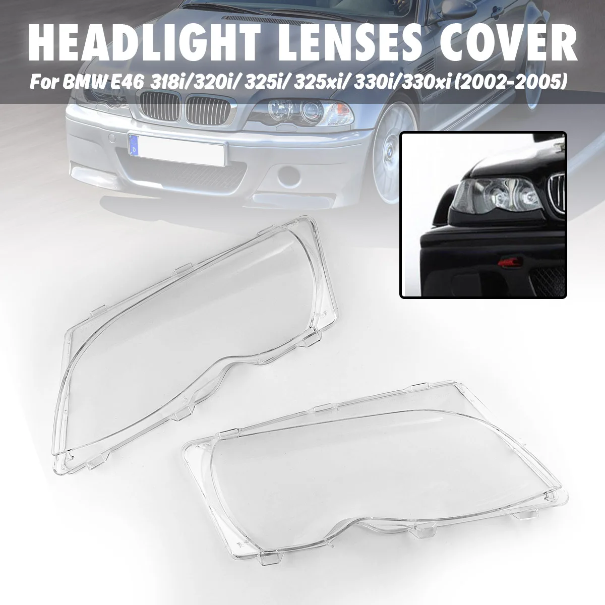 2 шт. Автомобильные фары Крышка корпуса объектива лампы Замена стекла для BMW E46