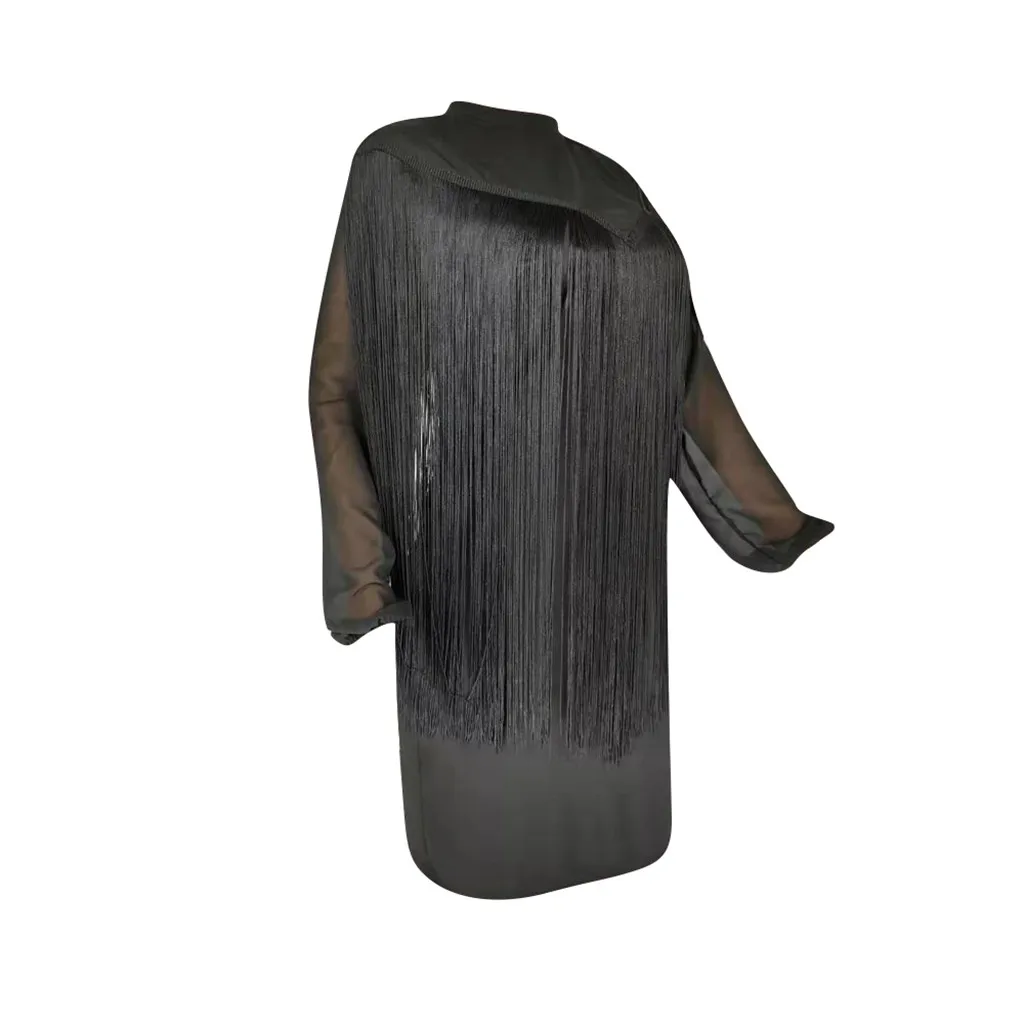 Vestidos ropa mujer размера плюс женское сексуальное однотонное высокоэластичное платье-карандаш с длинным рукавом и кисточками sukienki robe hiver femme