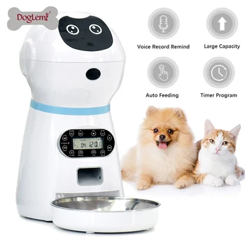 

US/UK/EU Automatic Dog Cat Feeder Food Dispenser Pet Auto Feeder Dog Cat Drinking Bowl Voice Recording LCD Screen Dry Food Bowls