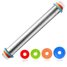 Регулируемая нержавеющая сталь Скалка тесто мат тесто ролик 4 съемные регулируемые толщины кольца пицца выпечка пирог выпечки