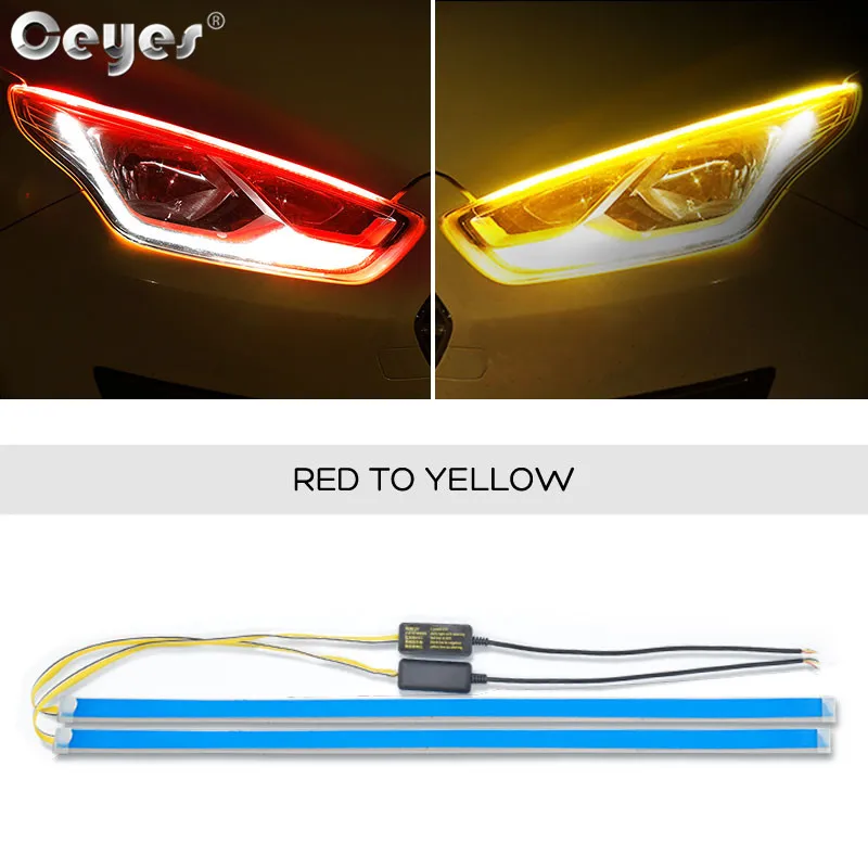 Red To Yellow Ceyes 2 шт. Led DRL дневные ходовые огни сигнал поворота DRL светодиодные полосы автомобильные аксессуары тормозные боковые фары для авто - Цвет: Red To Yellow