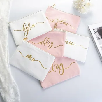 

1pcs Customized Honeymoon Travel Canvas Makeup Bag Wedding Proposal Bride To Be Bachelorette Party Personalized Bridesmaid gift