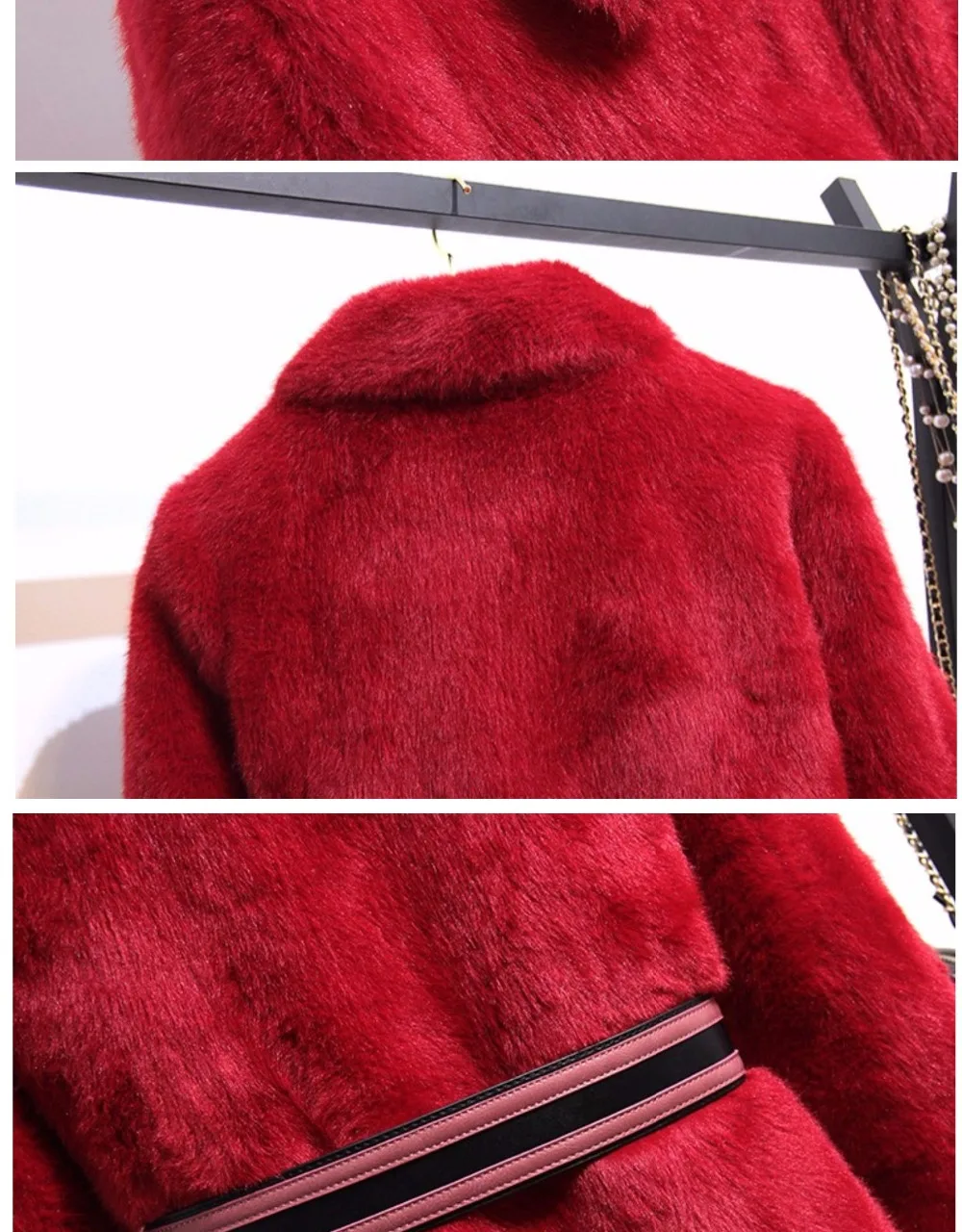 Top Quality Winter Women Fur Coat Covered Button Furry Faux Fur Coats Women's Long Loose Soft Rabbit Fur Overcoat Free Belt