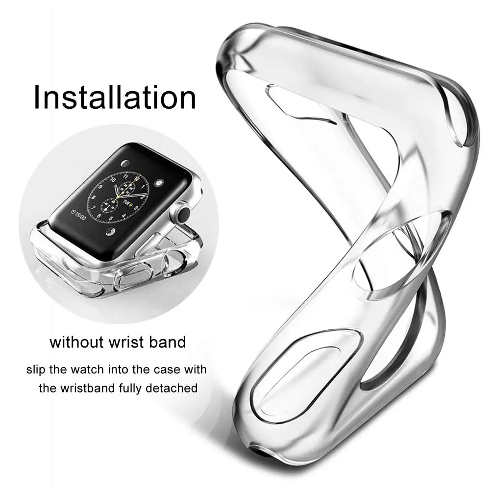 Ультратонкий чехол для Apple Watch Series 6 5 4 3 2 мягкий прозрачный защитный из ТПУ без