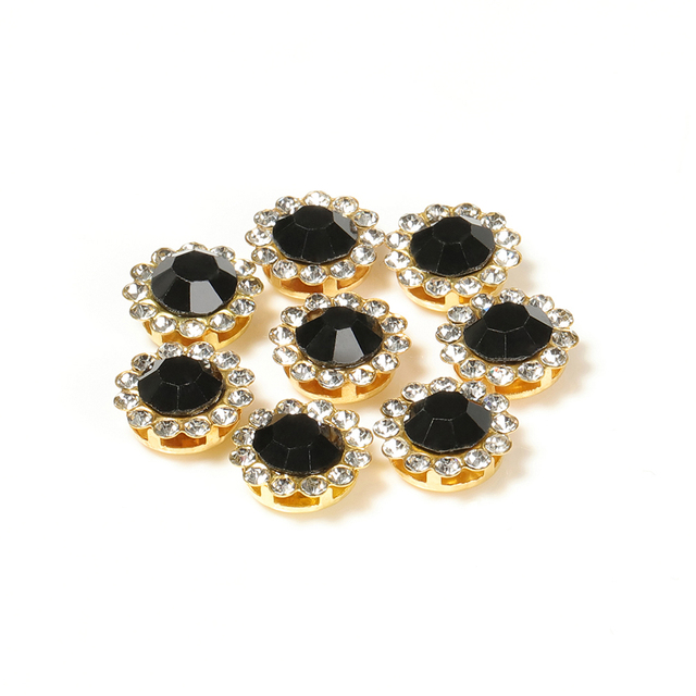 Glass Rhinestones Beads Czech Crystal Stones Gold Base Cabochon Sew on Beads for Bows DIY Jewelry Making Hair Accessories