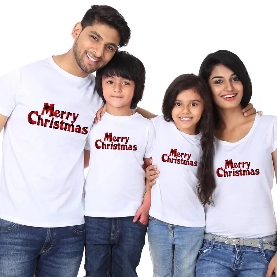 Merry Christmas Family Matching Clothes Mommy and Me Tshirt Parents Kids Outfits Women Mom T-shirt Baby Girl Boys T Shirt | Мать и