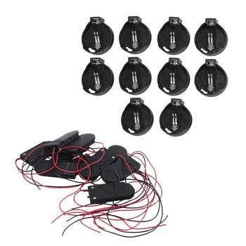 

HOT-10 Pcs ON/OFF Switch 2 x 3V CR2032 Cell Button Battery Holder for LED & 10Pcs 3V CR2032/ CR2025 Cell Battery Adapter Black+S