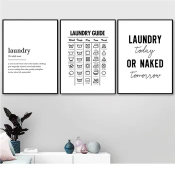

Laundry Today Room Wall Decor Laundry Symbols Guide Art Canvas Painting Print Poster Laundry Room Wall Picture Decoration