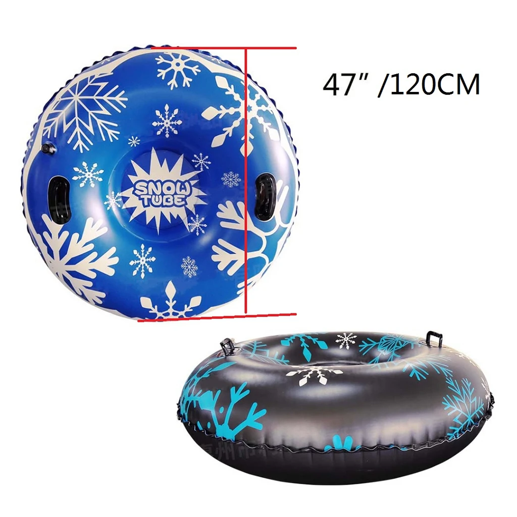 47'' Floated Skiing Board Inflatable Snow Tube Snow Rider Sled w/ Handles Bottom Children Adult Outdoor Snow Tube Skiing Access
