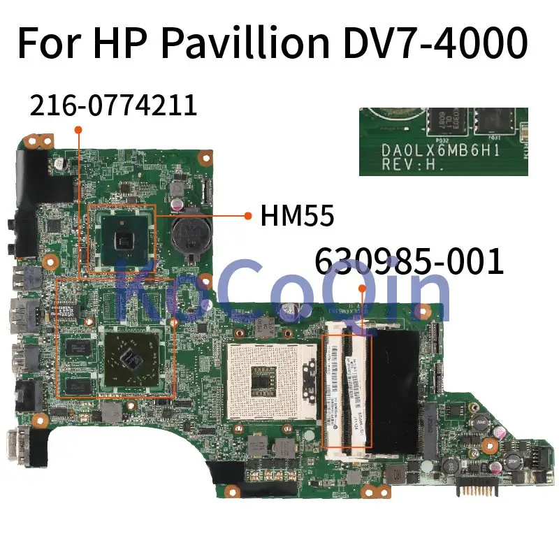 Материнская плата для ноутбука HP 630985 001 601 материнская Pavilion DV7 4000 DA0LX6MB6H1 HM55 216 0774211