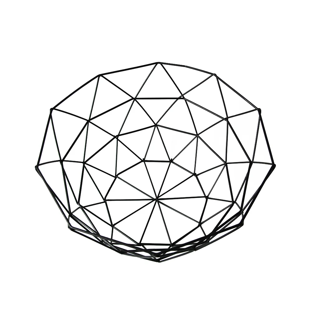 

Iron Wire Desktop Vegetable Organizer Fruit Display Round Nordic Style Snacks Hollowed Out Decorative Living Room Storage Basket