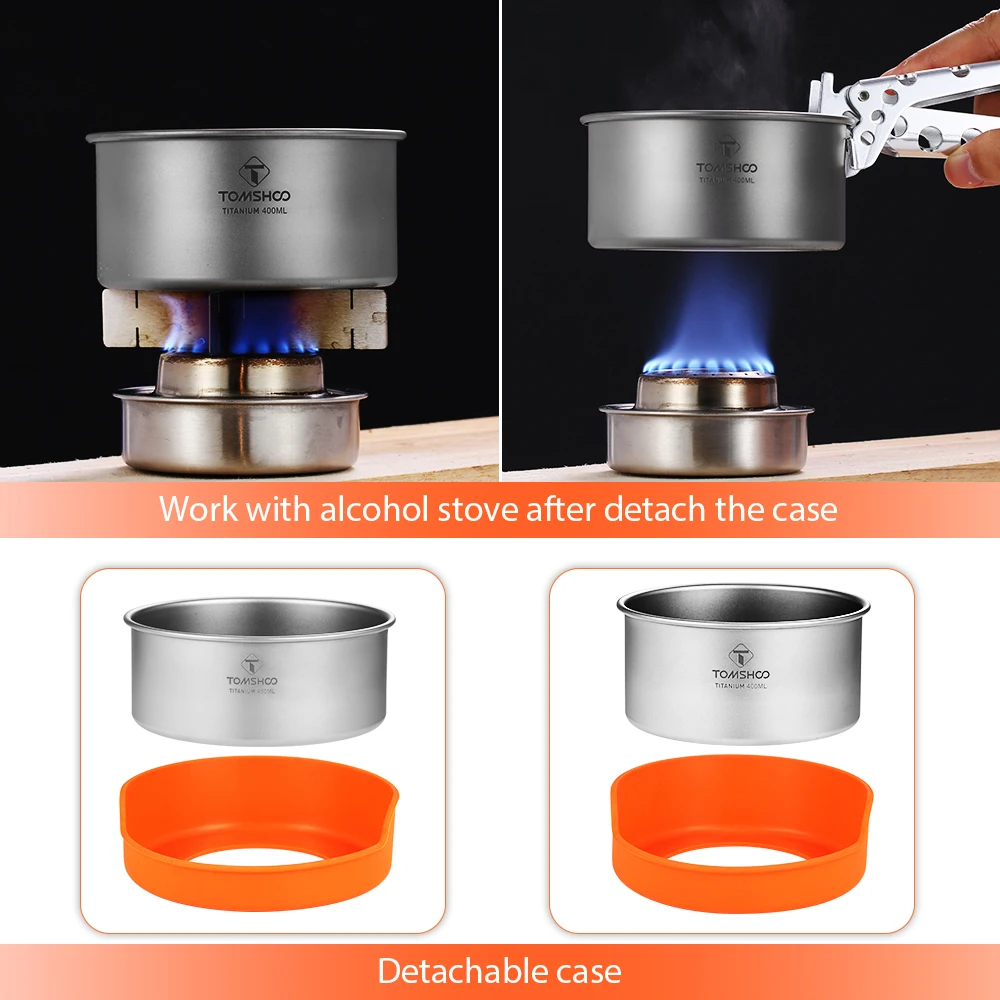 

TOMSHOO Titanium Camping Bowls Outdoor Travel Camping Picnic Anti-Scalding Bowl 400ml Easy to Carry