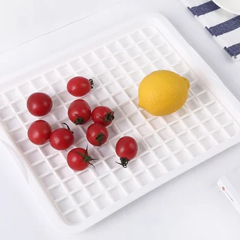 

Double Layer Drain Tray Home Fruit Tray Tea Set Dish Drying Rack Plastic Kitchen Storage Container