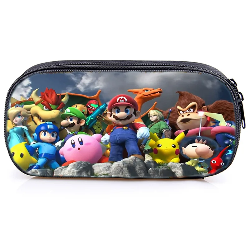 Функциональный мультфильм Супер Марио Smash Bros пенал для студентов мальчиков детские канцелярские принадлежности мешок аниме высокого качества модный пенал - Цвет: 5