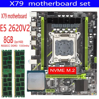 Kit combinado de placa base X79, chipset LGA 2011 E5 2620 V2 CPU, 2 uds. x 4GB = 8GB, DDR3, 1333Mhz, Memoria ECC