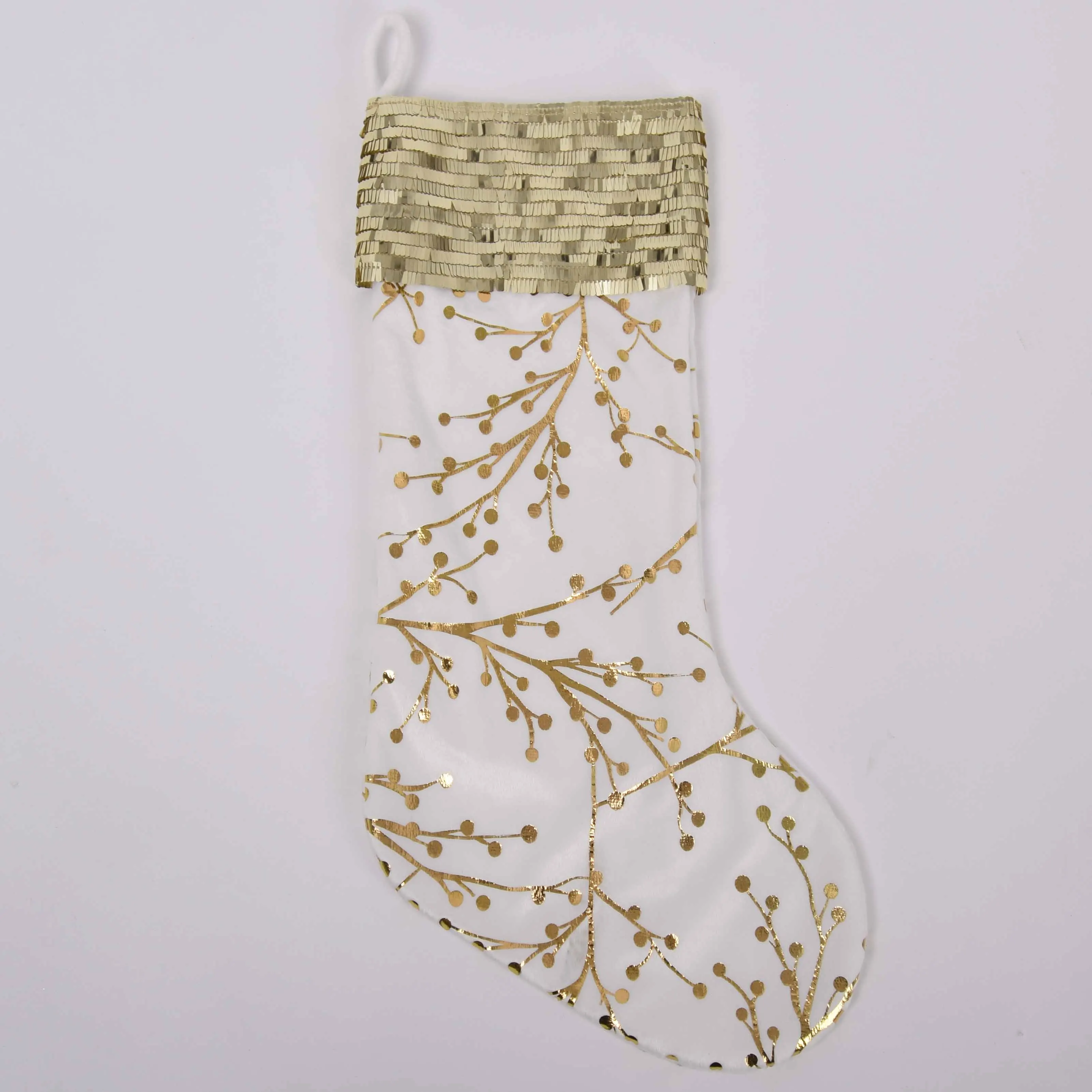 Free shipping Christmas stocking With Gided Bronzing plum Printed BlingBling decoration Sequin Cuff | Дом и сад