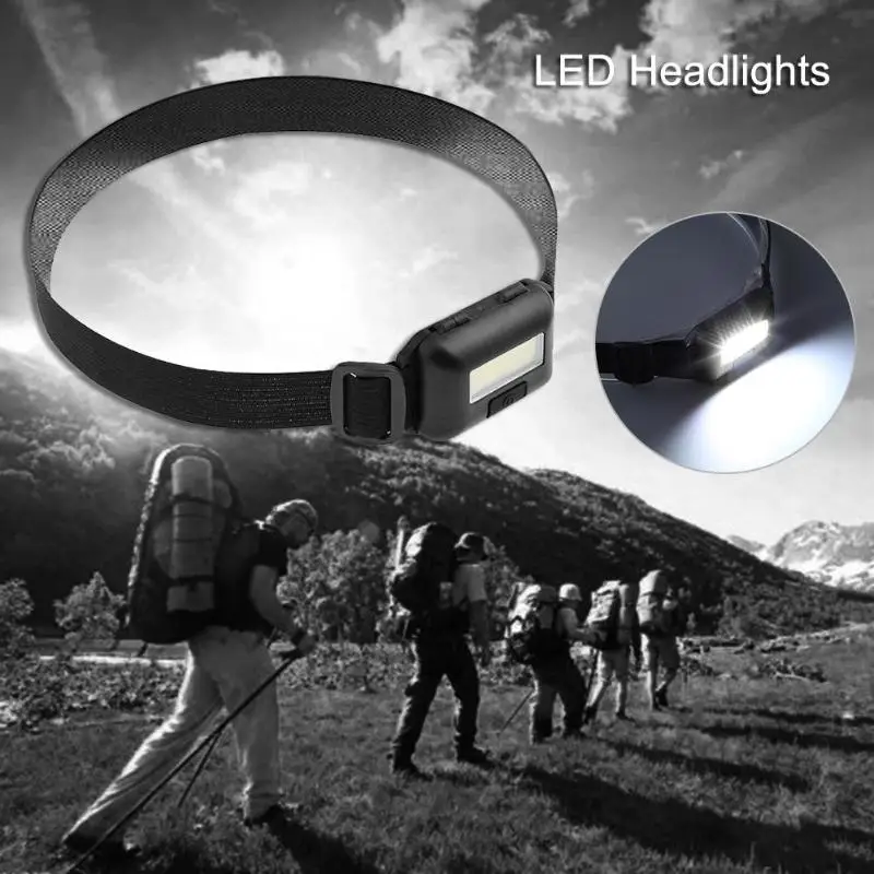 

Mini 3 Modes Waterproof COB LED Flashlight Outdoors Headlight Headlamp Torch Emergency Lantern for Outdoor Activities AAA