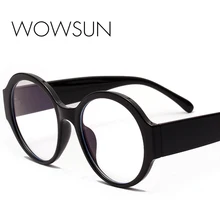 WOWSUN, анти-синий светильник, очки, Круглые, простые, прозрачные, зеркальная оправа, Ретро стиль, для мужчин и женщин, прозрачные линзы, очки, очки, A459